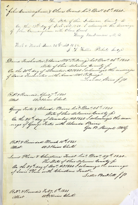 Marriage Records Vol.1 1835-1845 (p. 259)