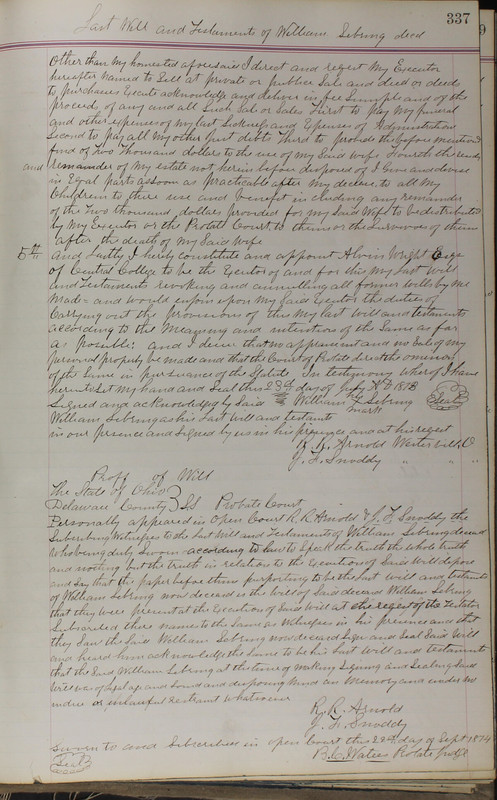 Delaware County Ohio Will Records Vol. 5 1869-1876 (p. 370)