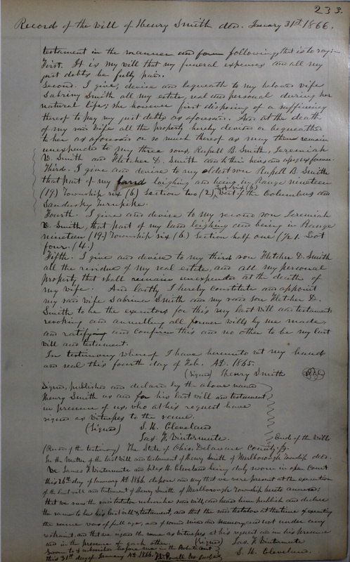 Delaware County Ohio Will Records Vol. 4 1859-1869 (p. 265)