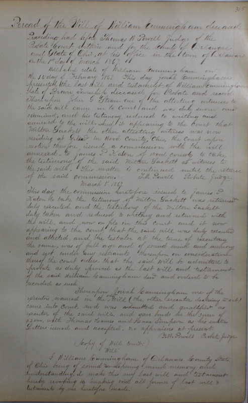 Delaware County Ohio Will Records Vol. 4 1859-1869 (p. 347)