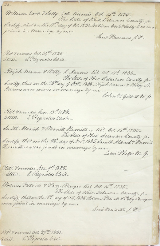 Marriage Records Vol.1 1835-1845 (p. 26)