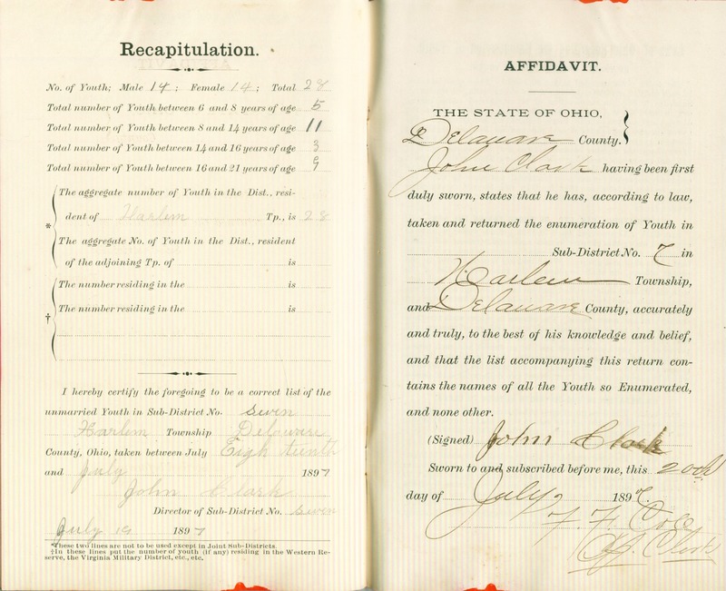 Harlem Township Enumeration of Youth Sub-District 7, July 19, 1897  (p. 6)