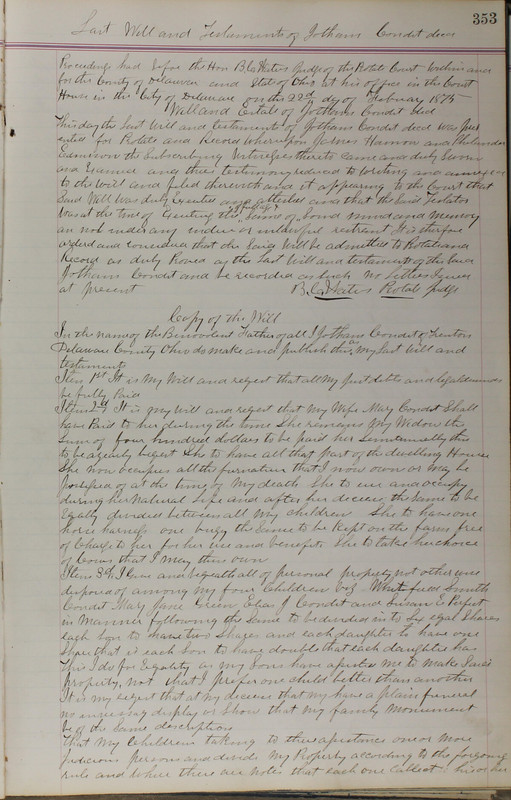 Delaware County Ohio Will Records Vol. 5 1869-1876 (p. 386)