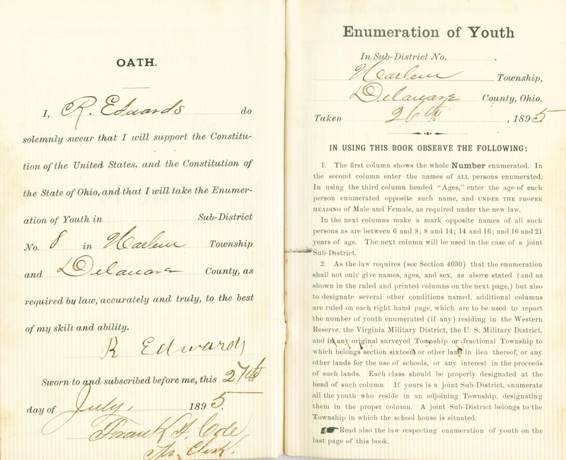 Harlem Township Enumeration of Youth Sub-District 8, July 26, 1895 (p. 3)