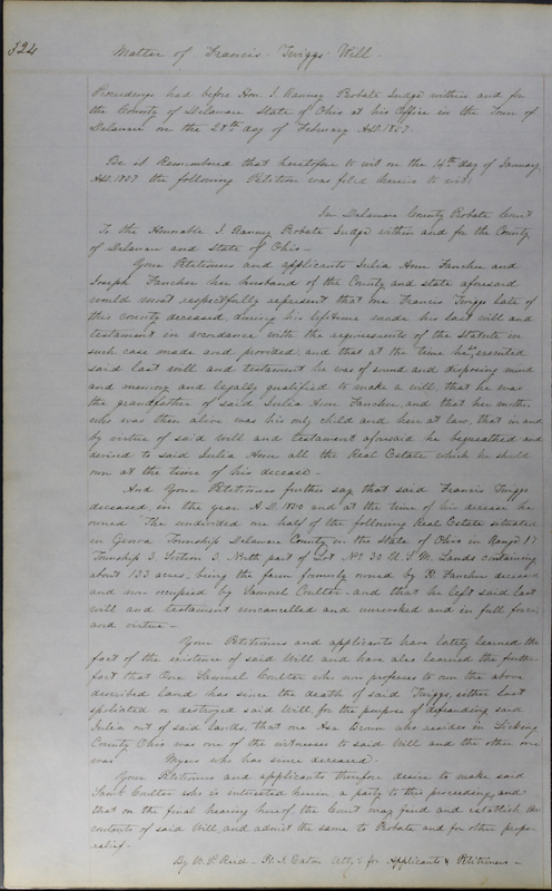 Delaware County Ohio Will Records Vol. 3 1850-1859 (p. 376)