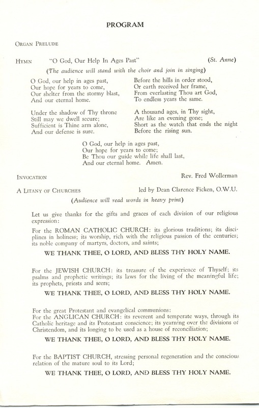 Religious Heritage Program of the Sesquicentennial Celebration of the County of Delaware, Ohio (p. 2)