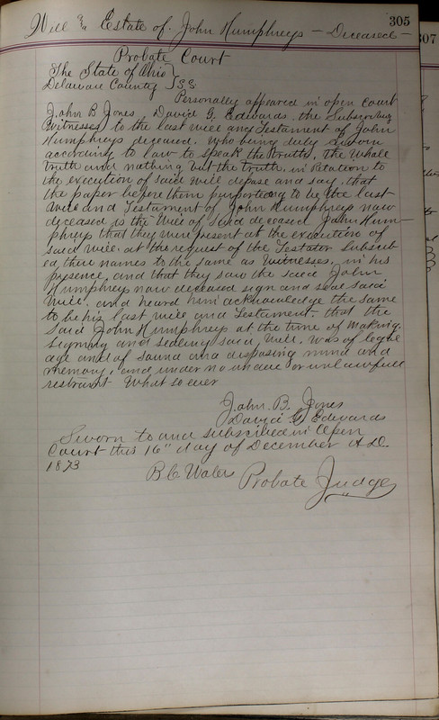 Delaware County Ohio Will Records Vol. 5 1869-1876 (p. 338)