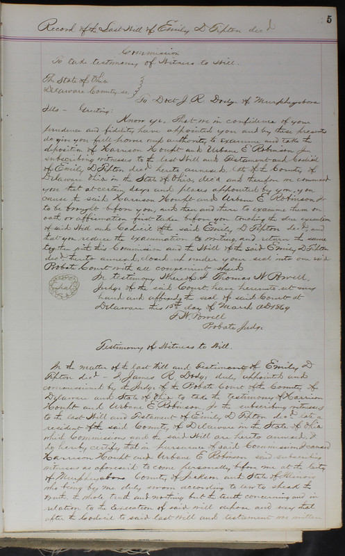 Delaware County Ohio Will Records Vol. 5 1869-1876 (p. 38)