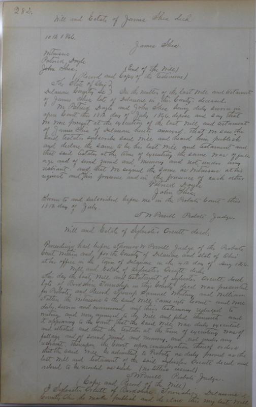 Delaware County Ohio Will Records Vol. 4 1859-1869 (p. 314)