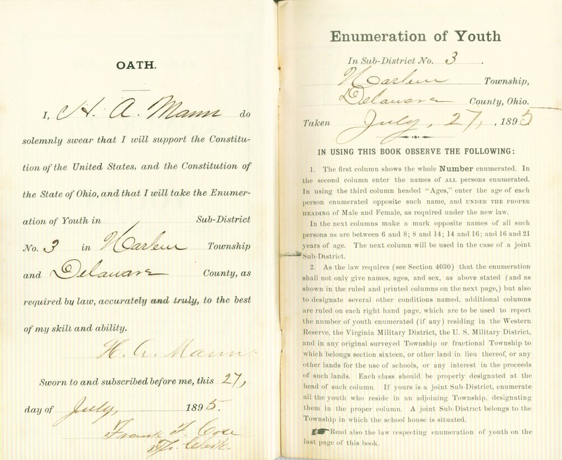 Harlem Township Enumeration of Youth Sub-District 3, July 27, 1895 (p. 3)