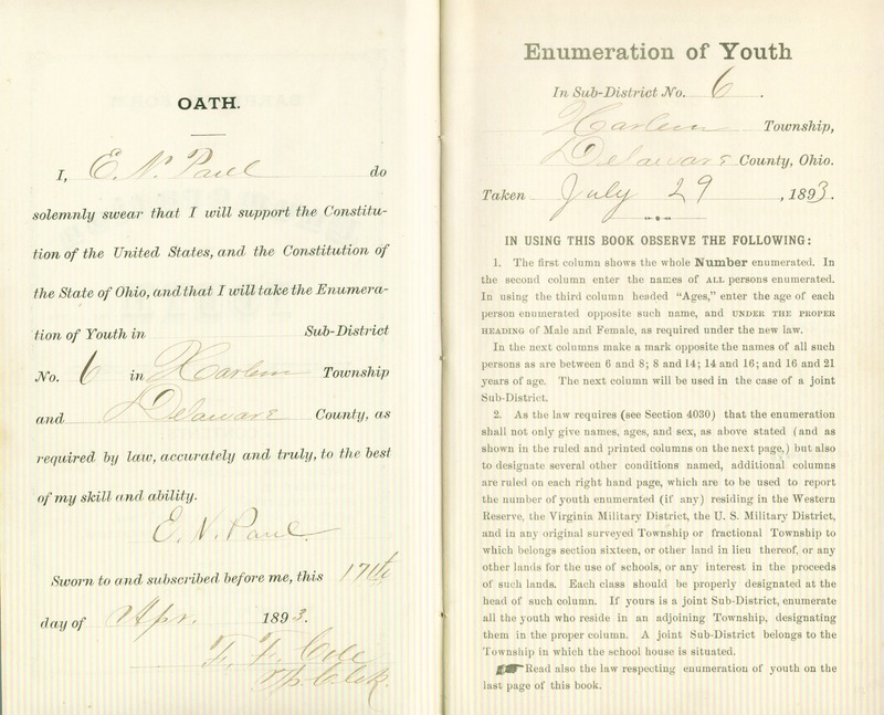 Harlem Township Enumeration of Youth Sub-District 6, July 29th, 1893 (p. 3)