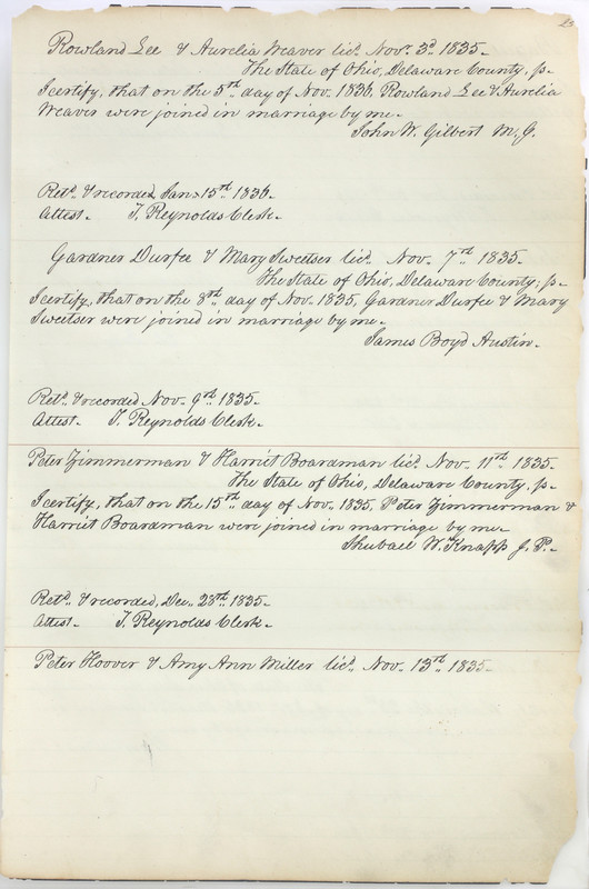 Marriage Records Vol.1 1835-1845 (p. 29)