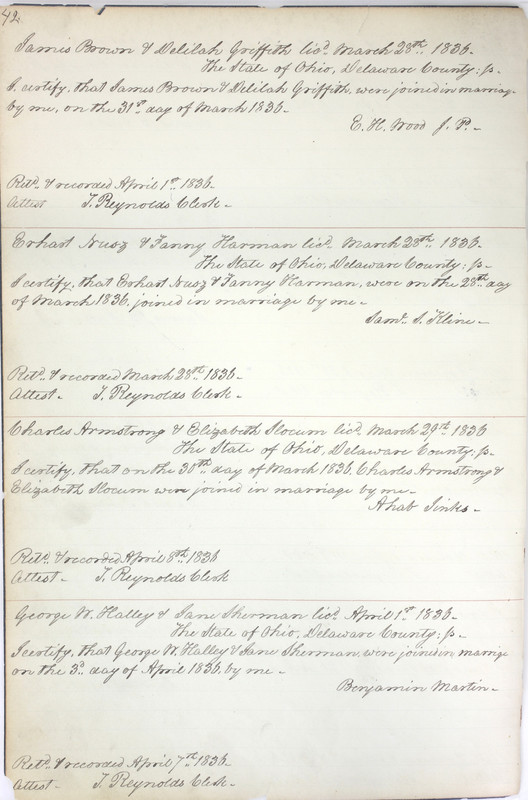 Marriage Records Vol.1 1835-1845 (p. 46)