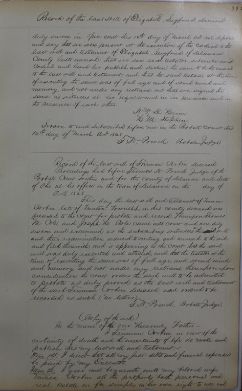 Delaware County Ohio Will Records Vol. 4 1859-1869 (p. 425)