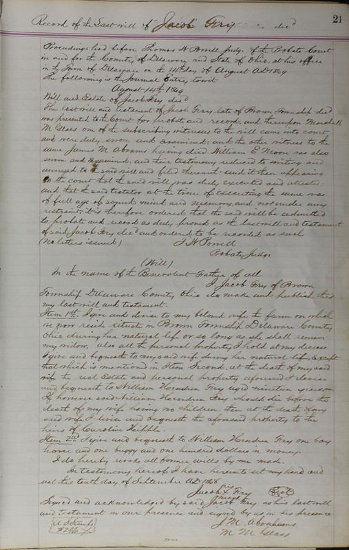 Delaware County Ohio Will Records Vol. 5 1869-1876 (p. 54)