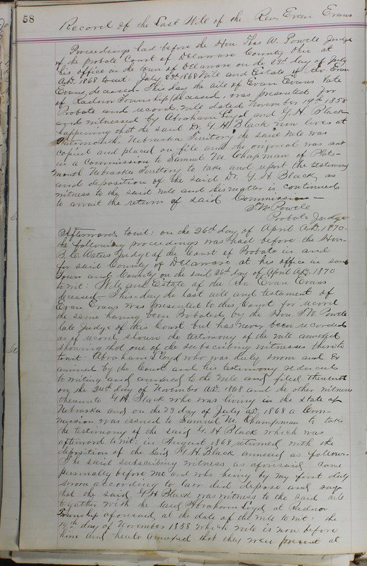 Delaware County Ohio Will Records Vol. 5 1869-1876 (p. 91)