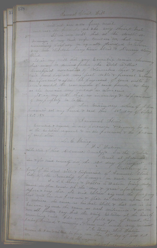 Delaware County Ohio Will Records Vol. 6 1876-1883 (p. 185)