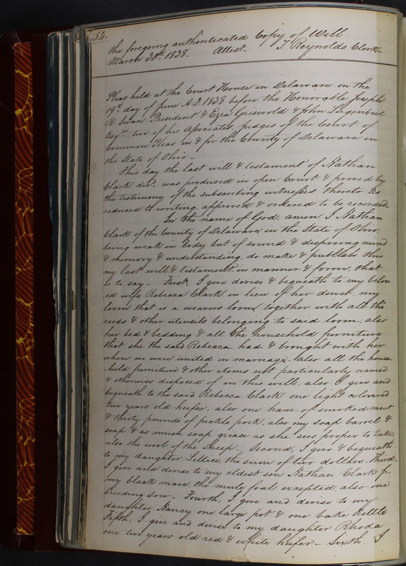 Delaware County Ohio Will Records Vol. 2 1835-1850 (p. 99)