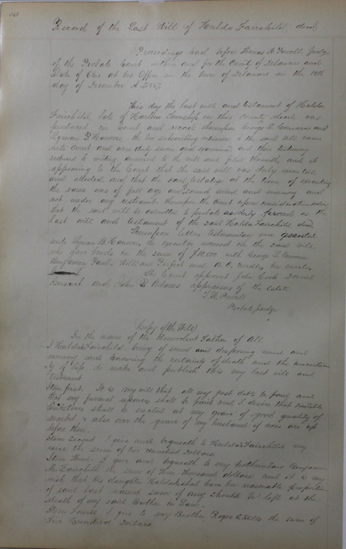 Delaware County Ohio Will Records Vol. 4 1859-1869 (p. 400)