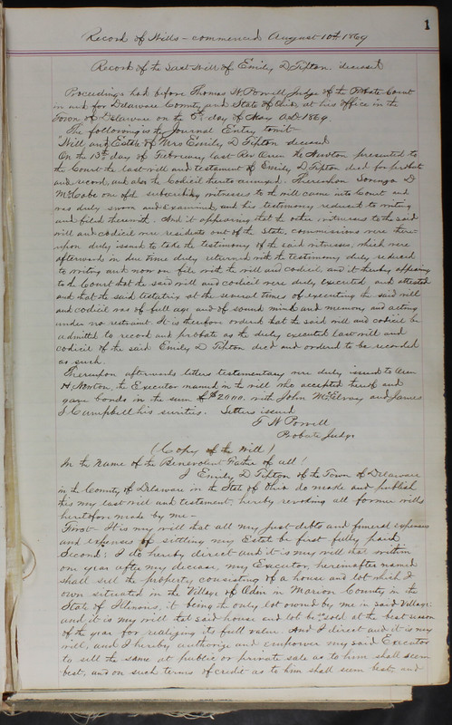 Delaware County Ohio Will Records Vol. 5 1869-1876 (p. 33)