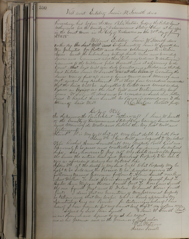 Delaware County Ohio Will Records Vol. 5 1869-1876 (p. 383)