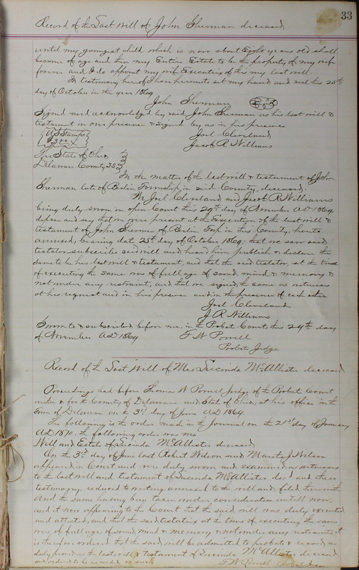 Delaware County Ohio Will Records Vol. 5 1869-1876 (p. 66)