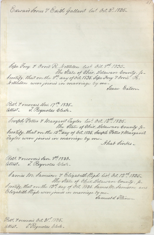 Marriage Records Vol.1 1835-1845 (p. 25)