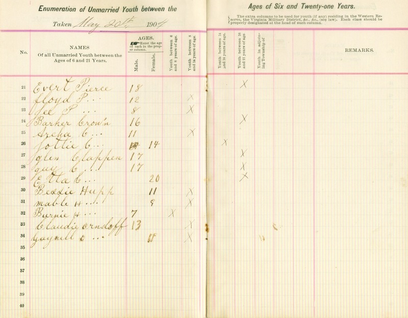 Harlem Township Enumeration of Youth Sub-District 3, April 18, 1904 (p. 5)