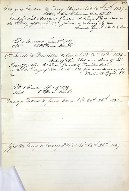 Marriage Records Vol.1 1835-1845 (p. 169)