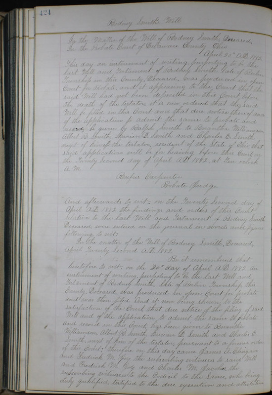 Delaware County Ohio Will Records Vol. 6 1876-1883 (p. 479)