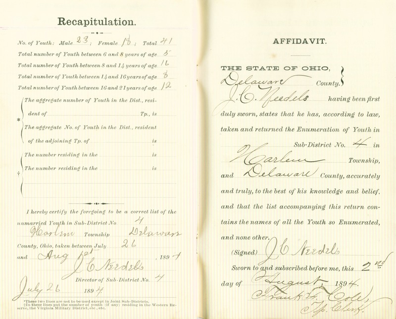 Harlem Township Enumeration of Youth Sub-District 4, July 26th, 1894 (p. 7)