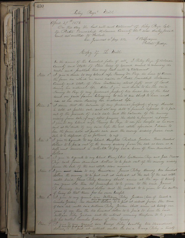 Delaware County Ohio Will Records Vol. 5 1869-1876 (p. 463)