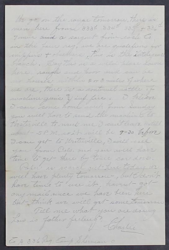 Charlie C. Bricker World War I Letters (p. 20)