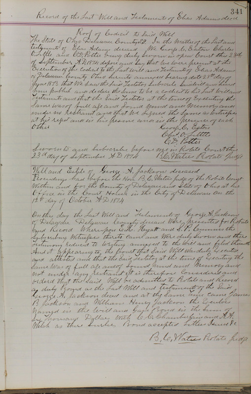 Delaware County Ohio Will Records Vol. 5 1869-1876 (p. 374)