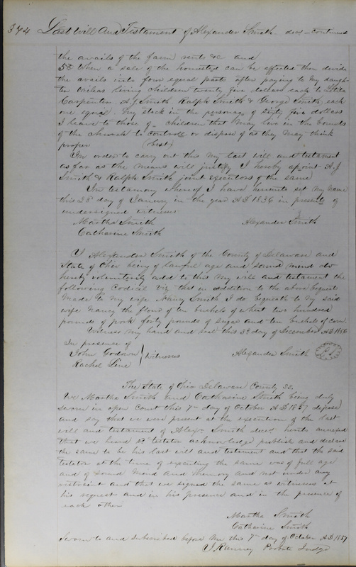 Delaware County Ohio Will Records Vol. 3 1850-1859 (p. 425)