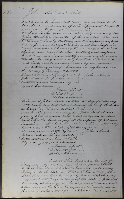 Delaware County Ohio Will Records Vol. 3 1850-1859 (p. 110)