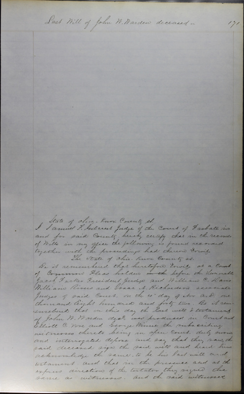 Delaware County Ohio Will Records Vol. 3 1850-1859 (p. 223)