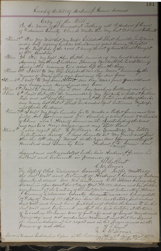 Delaware County Ohio Will Records Vol. 5 1869-1876 (p. 224)