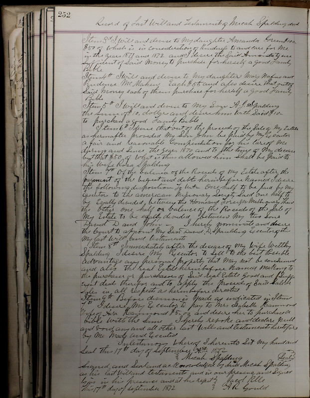 Delaware County Ohio Will Records Vol. 5 1869-1876 (p. 285)