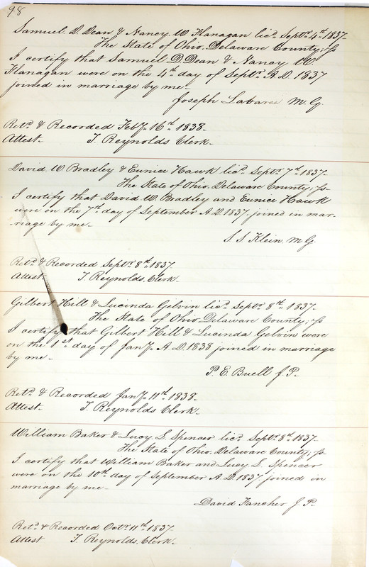 Marriage Records Vol.1 1835-1845 (p. 102)