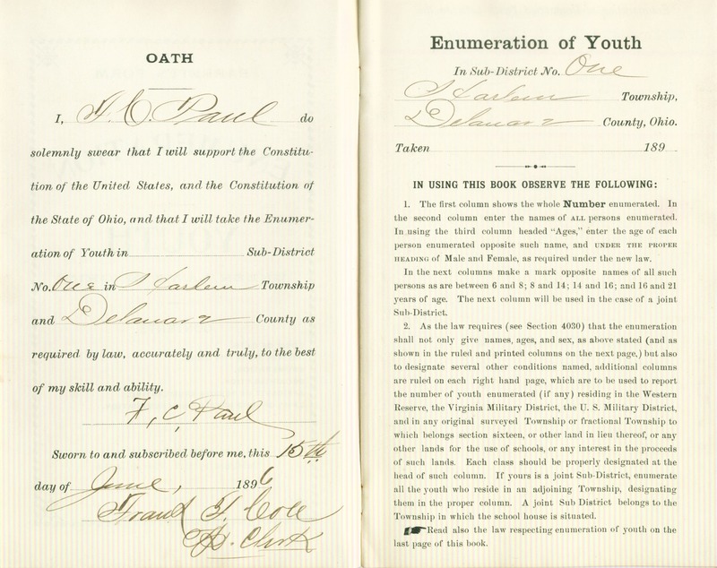 Harlem Township Enumeration of Youth Sub-District 1, July 25th, 1896 (p. 3)