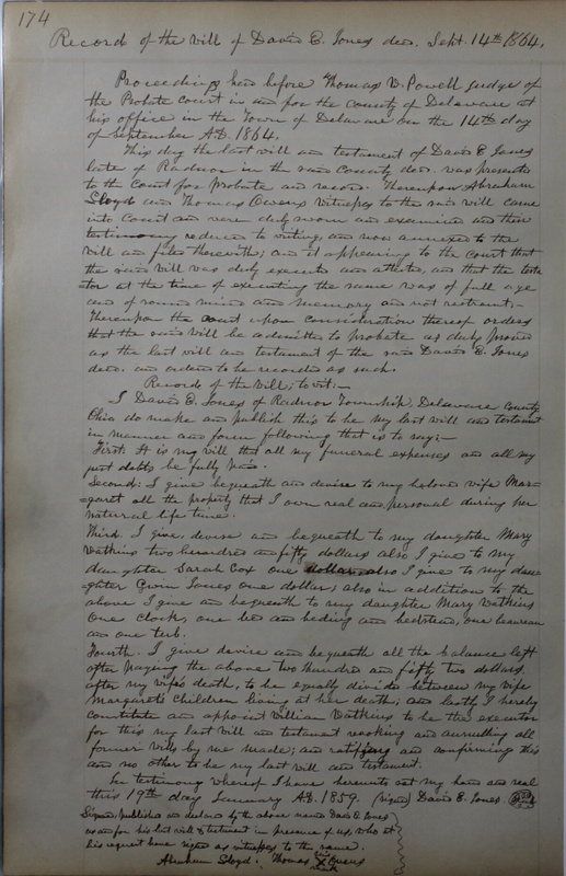 Delaware County Ohio Will Records Vol. 4 1859-1869 (p. 206)