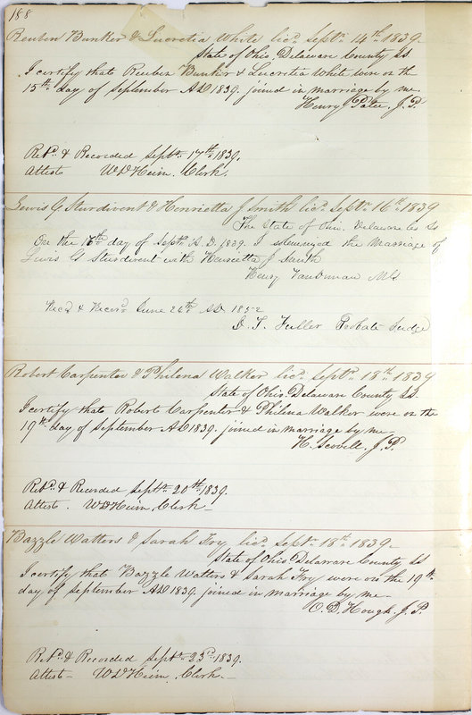 Marriage Records Vol.1 1835-1845 (p. 192)