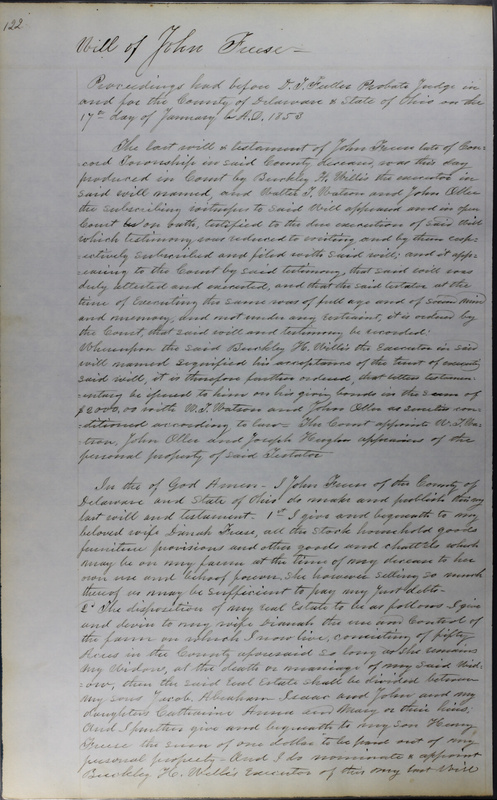 Delaware County Ohio Will Records Vol. 3 1850-1859 (p. 174)