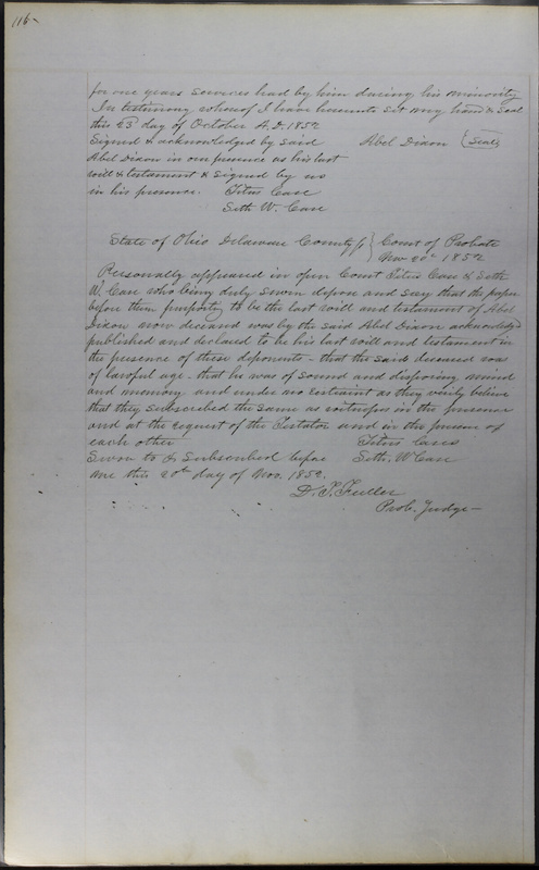 Delaware County Ohio Will Records Vol. 3 1850-1859 (p. 168)