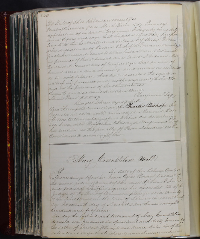 Delaware County Ohio Will Records Vol. 2 1835-1850 (p. 385)