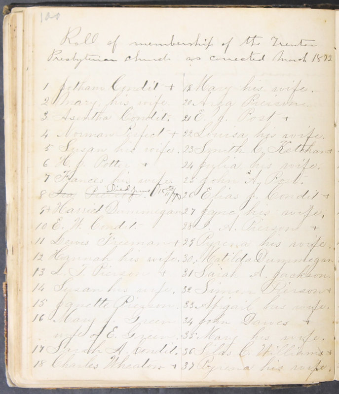 Sessional Records of the 1st Presbyterian Church of Trenton, Delaware Co., Ohio, 1831 (p. 106)