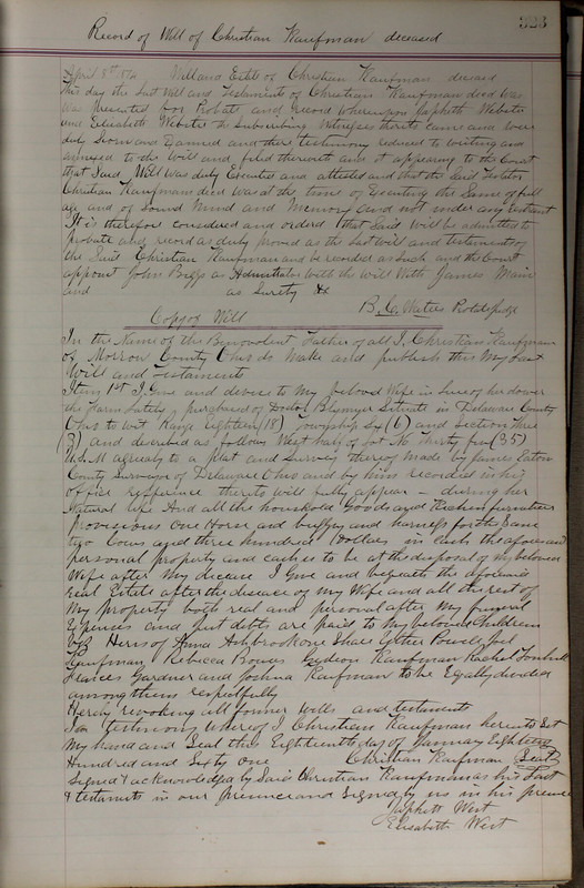 Delaware County Ohio Will Records Vol. 5 1869-1876 (p. 356)