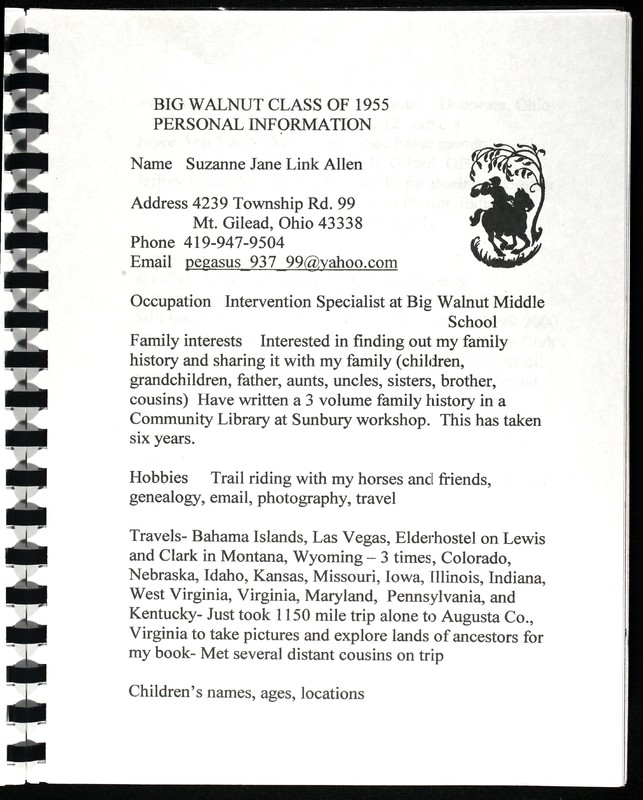 Big Walnut High School Class of 1955. [Supplement] (9)