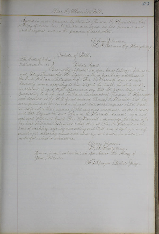 Delaware County Ohio Will Records Vol. 6 1876-1883 (p. 378)